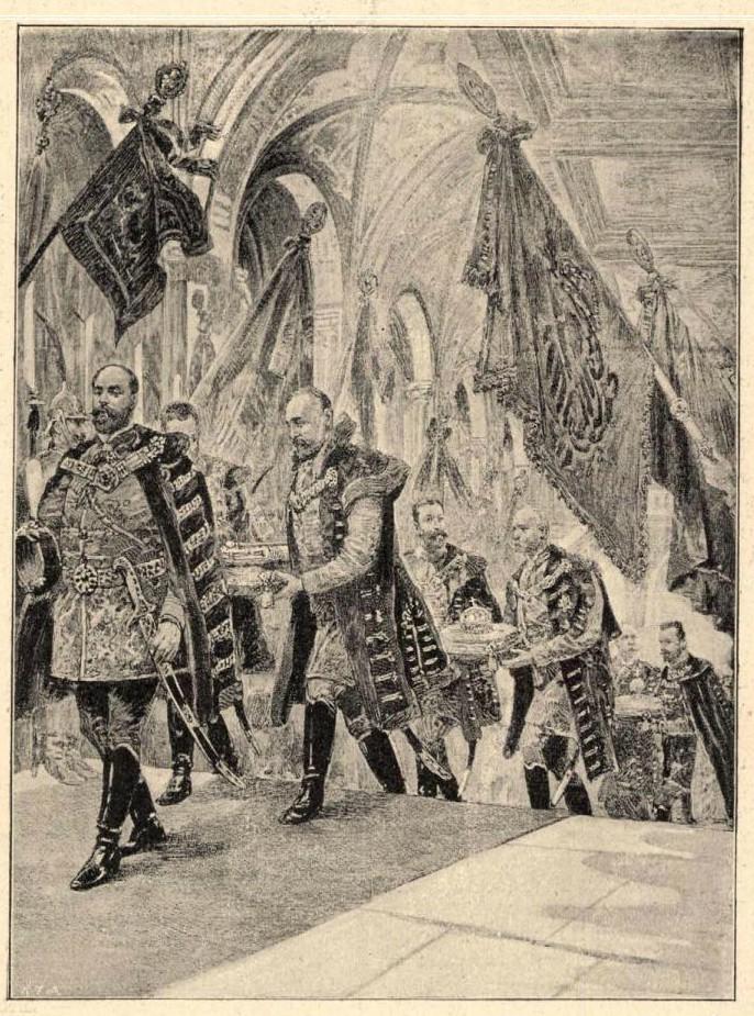 Szent Korona az Országházban, koronaőrök sorfala között