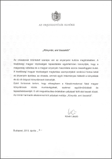 Az Országgyűlés Elnökének levele (PDF)