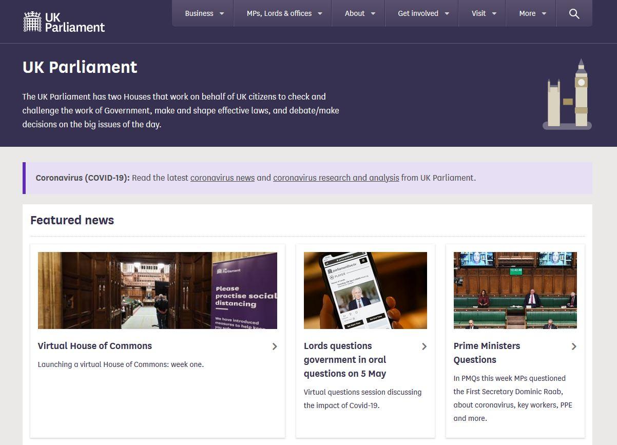 UK Parliament Main Page