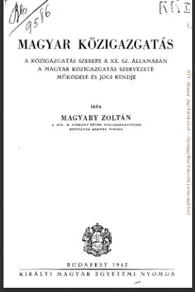 Magyary Zoltán: Magyar Közigazgatás